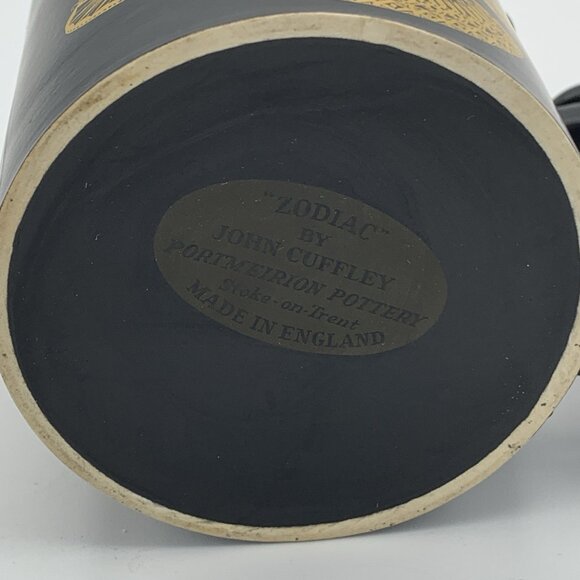 Libra Zodiac Mug by John Cuffley – Portmeirion Pottery England – Black & Gold - Picture 6 of 6